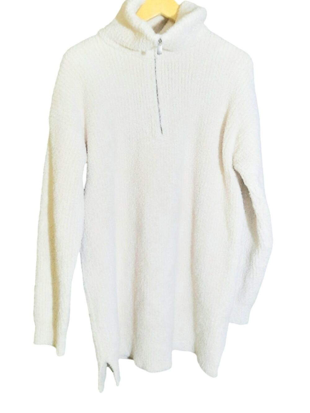 Barefoot Dreams Cozy Chic Half Zip High Mock Neck Plush Tunic Length Hem Size XL